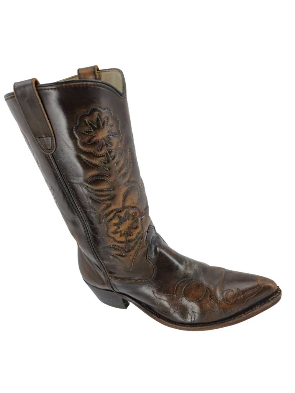 Vintage Unbranded Cowboy Western Boots Mens size 9D Brown Leather Distressed